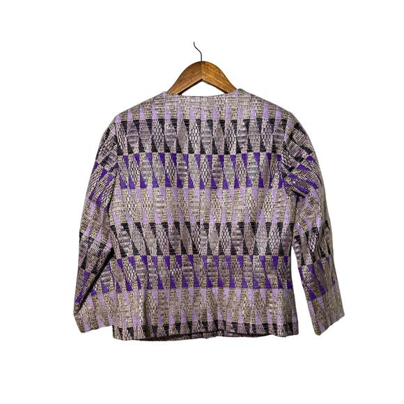 Doncaster Womens Cropped Blazer Size 4 Purple Black - Picture 2 of 8